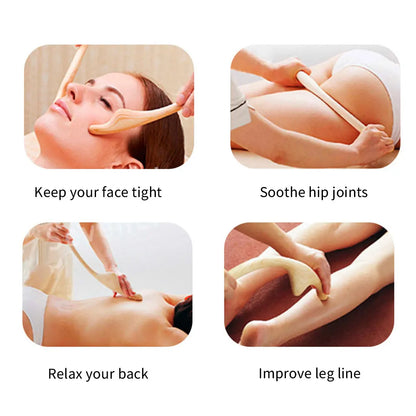 Lymphatic Drainage Massager Wooden Gua Sha Scraper Body Acupressure Therapy Tool Body Shaping Massager Relieve Muscle Fatigue