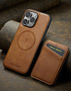 Leather for Magsafe Phone Case for iPhone 16 15 Pro Max 14 Plus Bracket Magnetic Back Cover with Card Holder