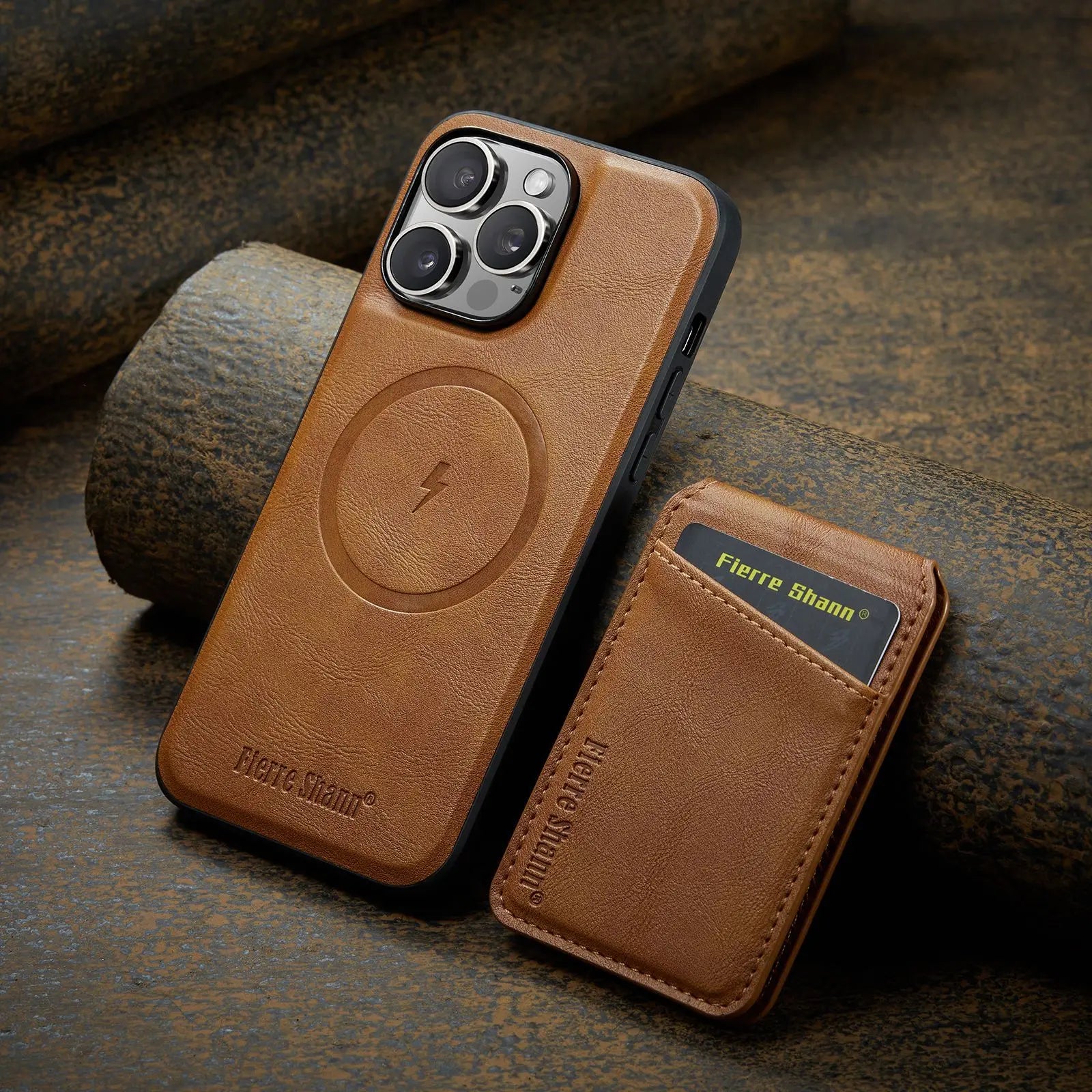 Leather for Magsafe Phone Case for iPhone 16 15 Pro Max 14 Plus Bracket Magnetic Back Cover with Card Holder