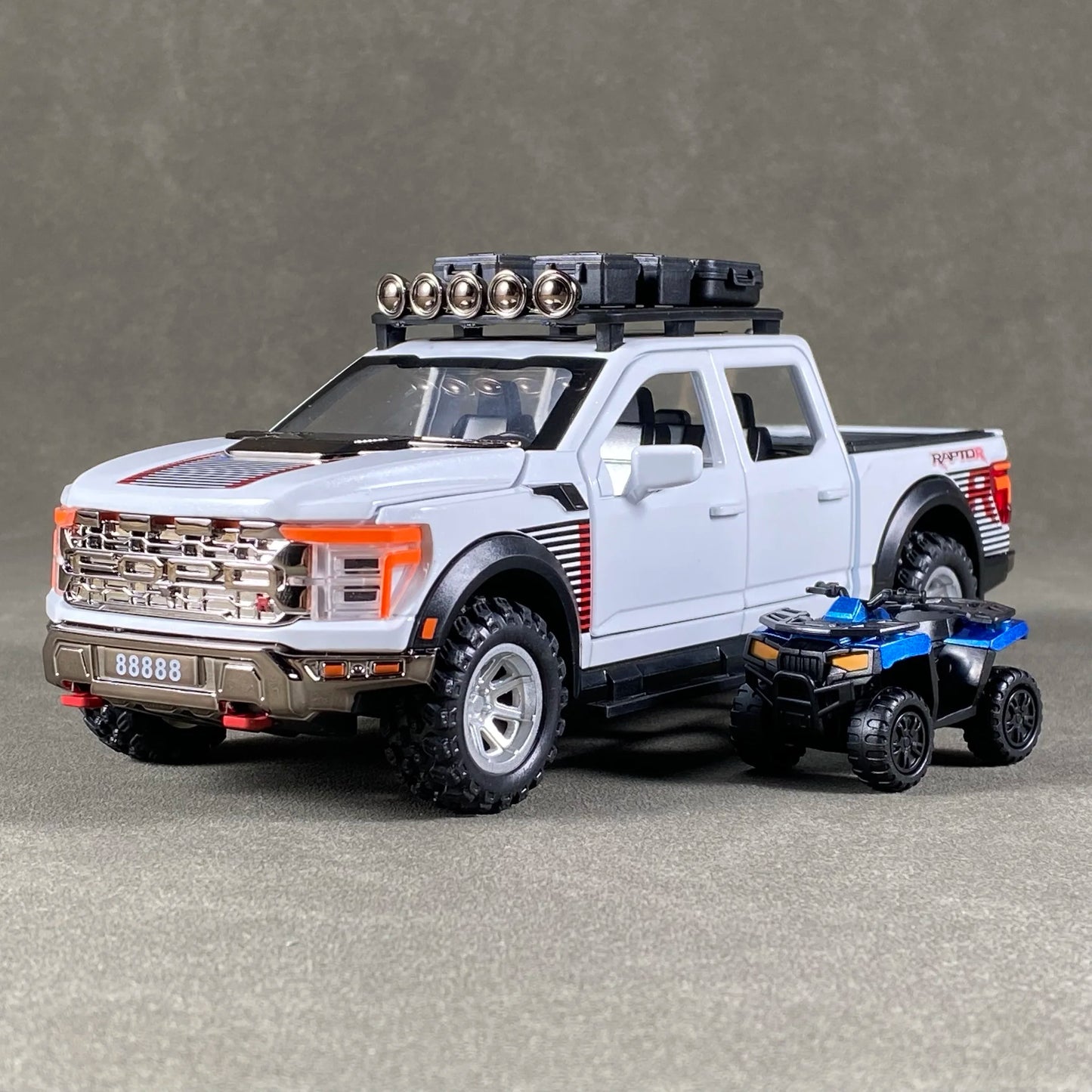 1:24 F150 Off Road Pickup Truck Alloy Diecast Metal Model Sound & Light Pull Back Toy Trendy Display Birthday Present For Friend