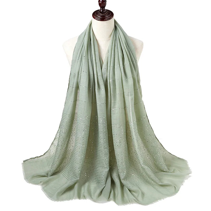 Cotton Hijabs Scarf Muslim Islamic Headscarf For Women Lady Soft Cotton Linen Tassel Sequins Islamic Hijab Shawl Wraps