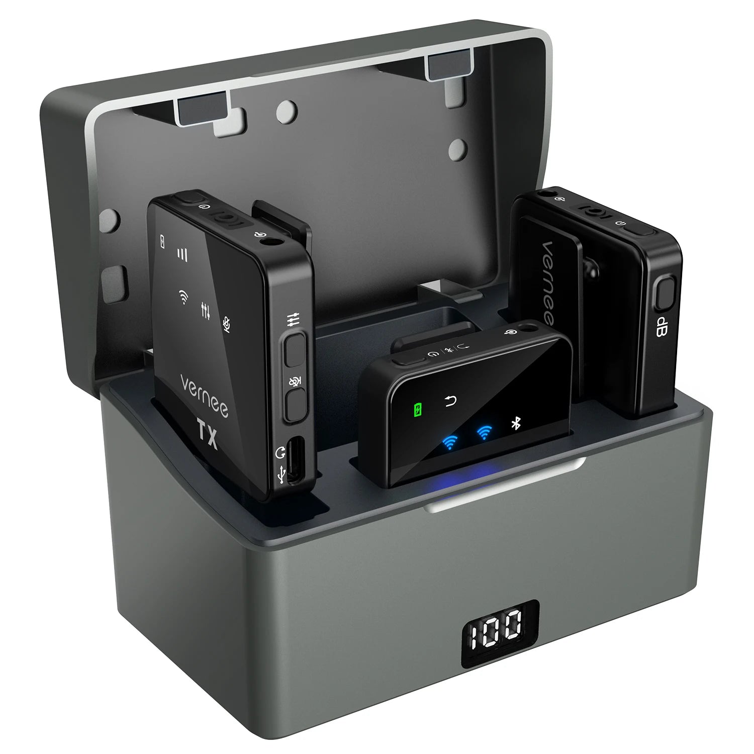 V3 Wireless Microphone Lavalier 180m Range Noise Cancellation Mini Mic for iPhone Camera 20H Battery for Photography Vlog