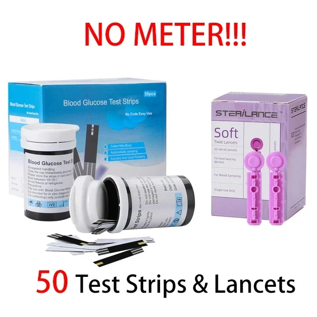Blood Glucose Meter 50/100pcs Strips Glucometer Kit Code Free Diabetes Test With Lancets Medical Blood Sugar Mg/mmol