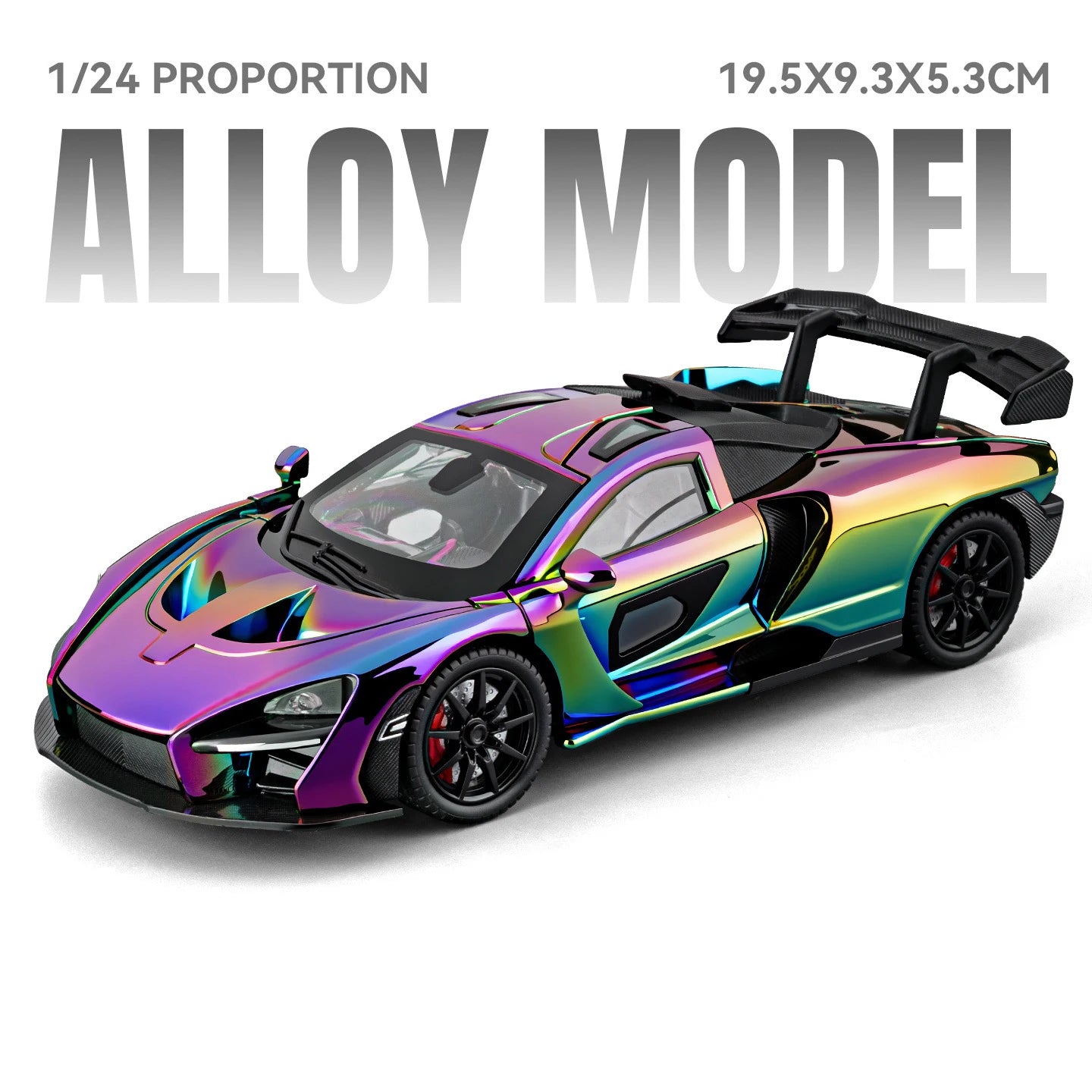 1 24 Scale Senna Supercar Diecast Pull Back Model Car with Sound and Light