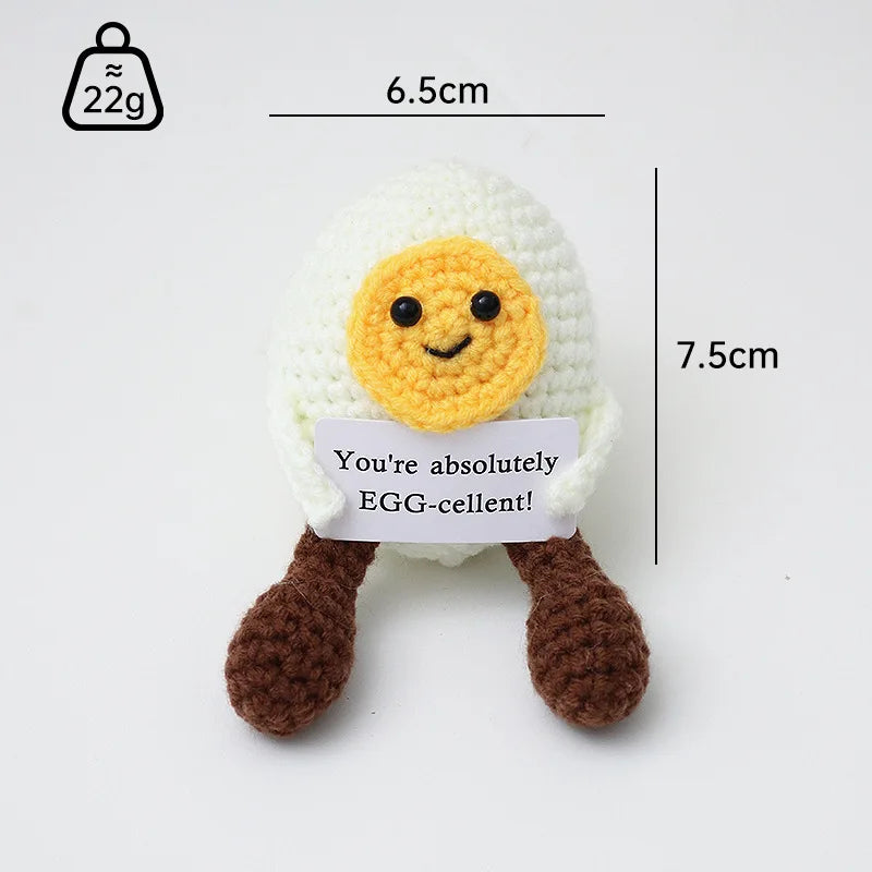3 Pcs Positive Crochet Hedgehog Doll with Affirmation Card Home Room Decoration Funny Handmade Plush Doll Ornaments Christmas Gifts