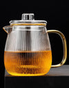 480/650ml Stripe Clear Glass Teapot With Tea Strainer Infuser Heat-resistant Kettle Kung Fu Flower Puer Oolong Pot Teaweare