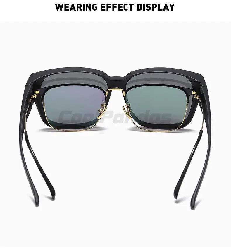 Fit Over Myopia Glasses Cover Polarized UV400 Anti-Glare Sunglasses for Men Women