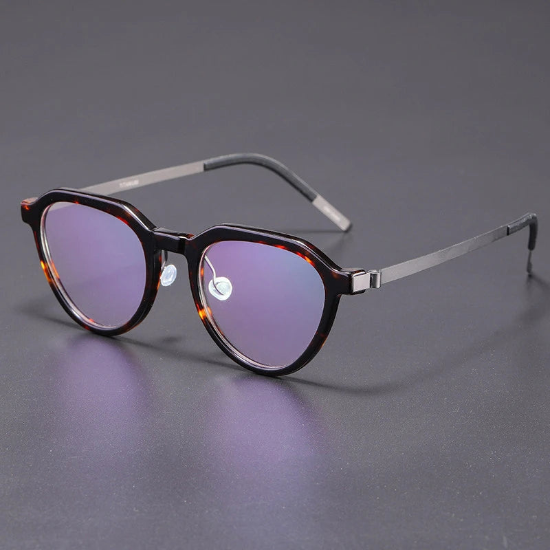 Vintage Polygon Titanium Acetate Screwless Eyeglasses Frame