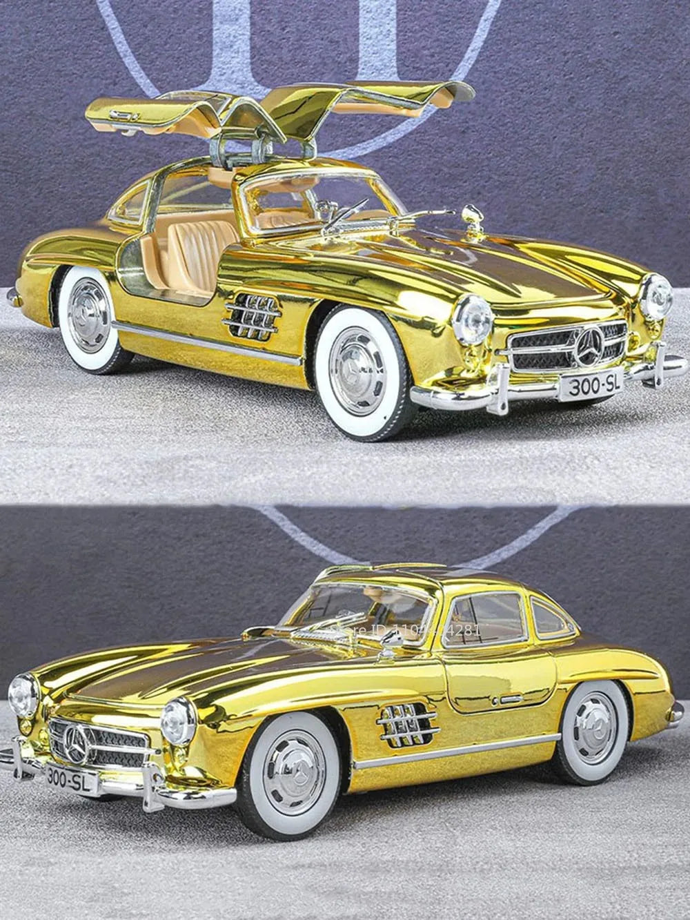 1:24 Phantom 300SL Alloy Diecast Vintage Car Miniature Model Toys Sound Light Pull Back Doors Opened Ornament s Festival Gift