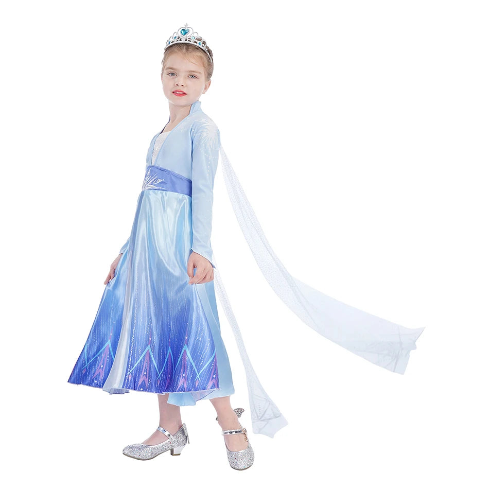 Disney Frozen Girls Dress Elsa 2  Children Christmas Party Princess Costume Kids Snow Queen Performance Elegant Dress Vestidos