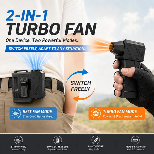 2 In 1 Waist Fan Turbo Jet Air Blower Cordless Air Duster With LED Display