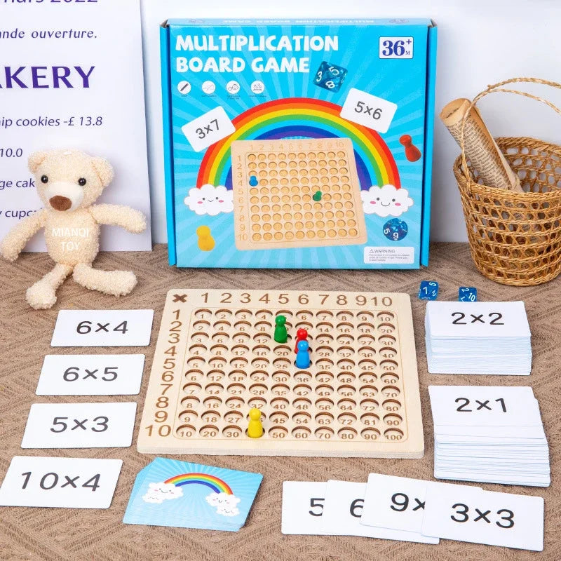 Montessori Wooden Arithmetic Math Board Toy Multiplication Addition Sensory Enlightenment Competitive Puzzle Kids Favor Gift