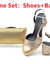 Silver Shoe and Bag Set for Party in Women Shoes and Bags Set for Women Italian African Women Wedding Shoes with Rhinestone