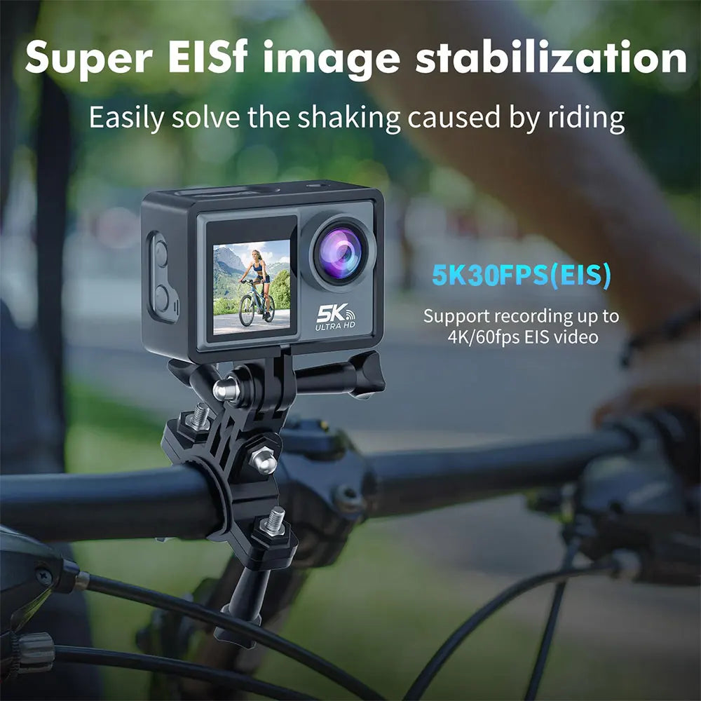 5K Action Camera Pro WiFi Waterproof Sports Camera with Remote Control EIS 1080P 60FPS for Bicycle Motorcycle Helmet