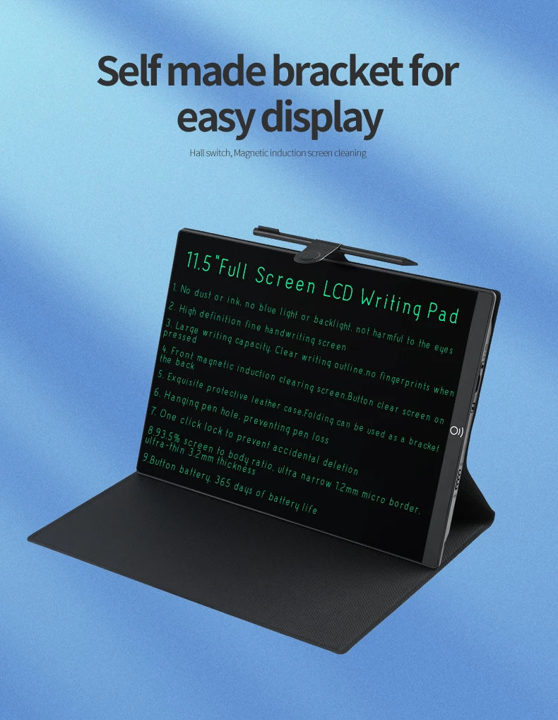 11.5 inch LCD Drawing Board for Work study Full Screen Superfine Handwriting megnet clear Writing Tablet Pad with Leather Case