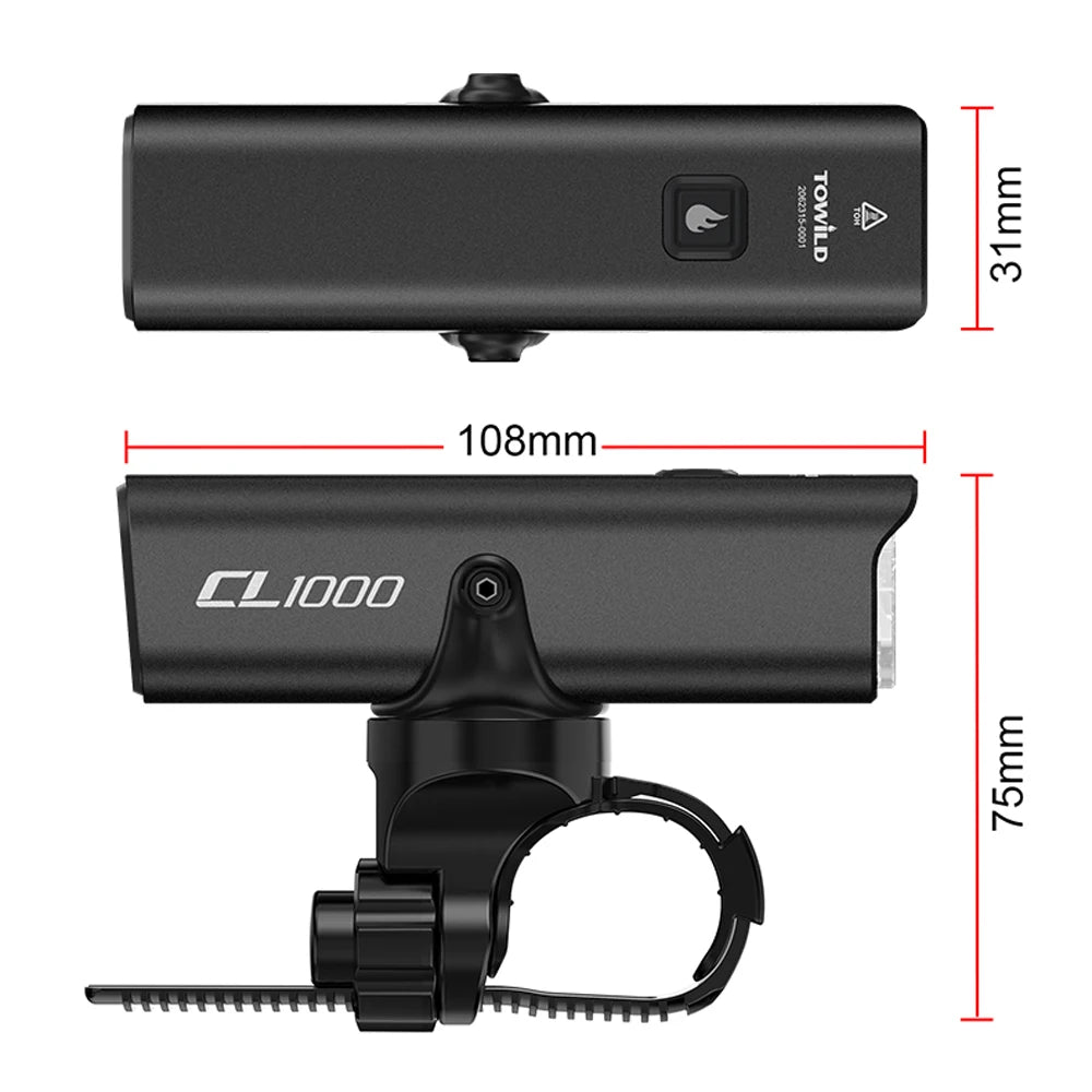 Bike Front Light IPX6 waterproof Rechargeable Bicycle Light 1000LM Cycling Headlight LED Flashlight MTB Bike Lamp