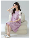 Women’s Cotton Nightgown – Korean Style Cute Print, Summer Short Sleeve Sleepwear Dress