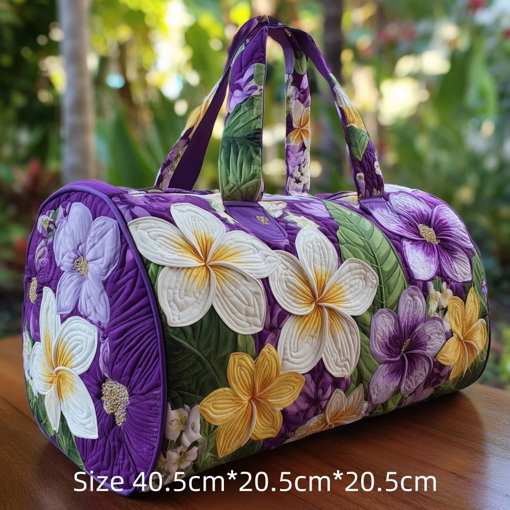3D Printed Quilted Travel Duffle Bag Floral Pattern Tote Colorful Flowers Carry-On Lightweight Weekender Overnight Bag for Women