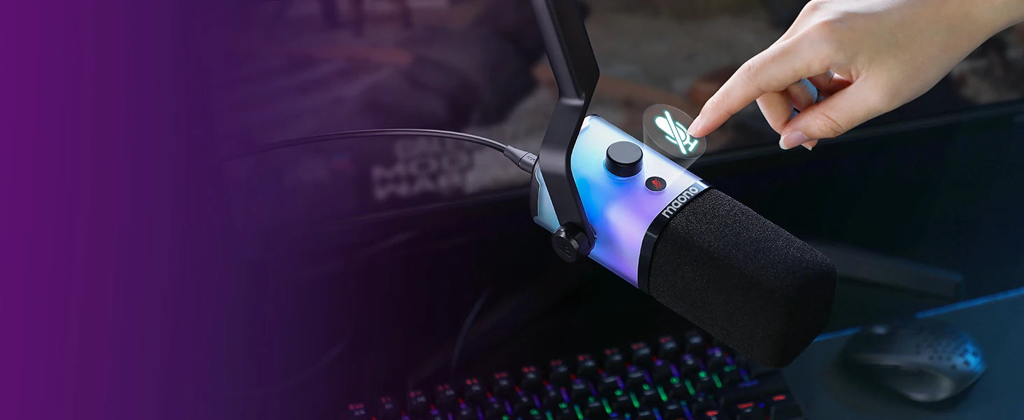 PD100X Gaming MIC,USB/XLR Dynamic Microphone with Noise Reduction, Mute, Headphone Jack, RGB MIC for Gamer Streaming Podcast