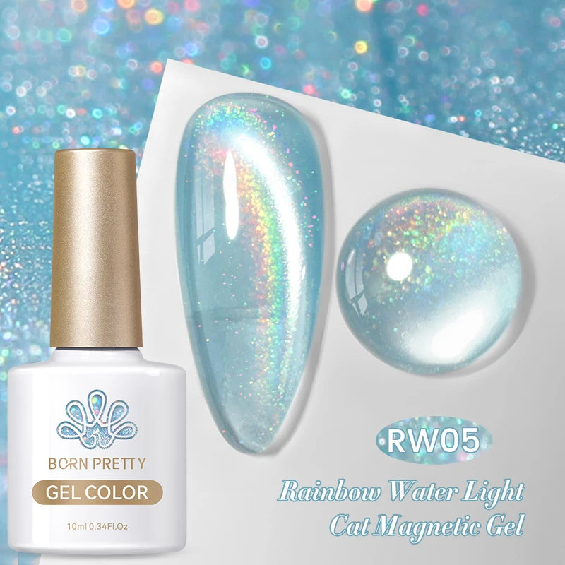 10ml Rainbow Purple Water Light Cat  Gel Nail Polish Shining Super Sliver-light Holographic Soak Off UV Gel