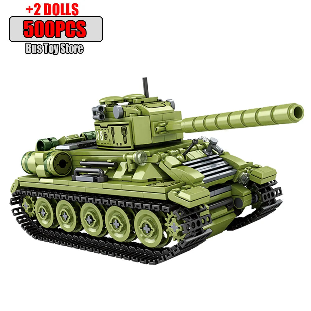 WW2 Leopard II 99A Tank Missile Transportation Car Model Military Weapons Series Military World War II DIY Toys Gift for Boys