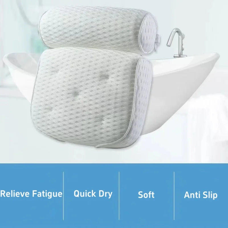 Universal 4D Bathtub Pillow Household Bath SPA Massage Pillows 7 Suction Cup Non-slip Bath Back Pillow Bathroom Accessories
