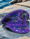 Violet Steampunk Captain Hat Rhinestone for Burning Man Festival Woman, Rave Festivals Accessories ＆ Party Caps for Man