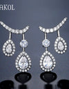 Cubic Zirconia Double Drop Dangle Earrings