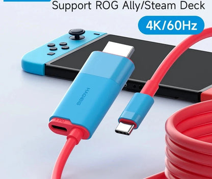 Switch Dock for Nintendo Switch/OLED USB C to HDMI-Compatible Cable Adapter 4K60Hz 100W PD for Laptop SteamDeck ROG Ally