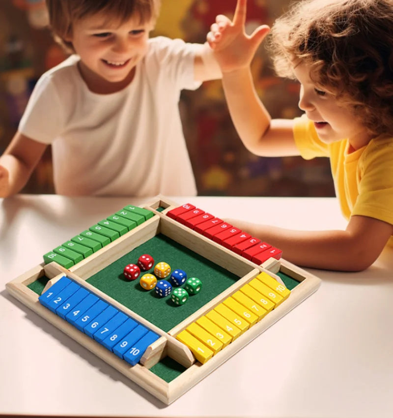 Wooden Four Player Shut the Box Dice Board Game
