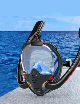 Full Face Snorkel Mask with Anti-Fog Wipes 180 Degree Panoramic HD View Snorkeling Mask Anti-Leak Dry Set for Adults