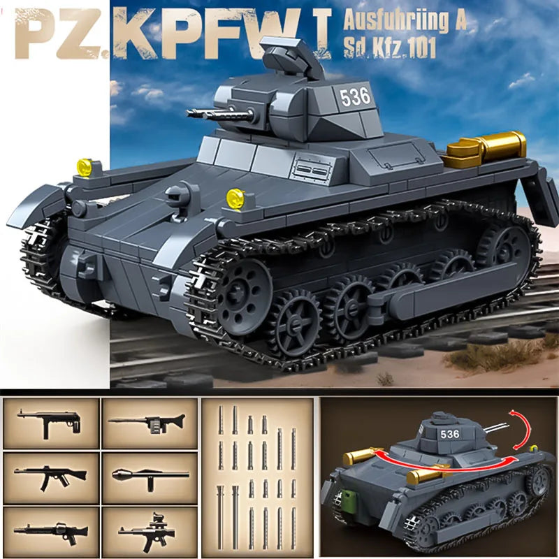WW2 Military Classic Model Tiger Leopard KV-1 KV-2 IS-2 Heavy Tank Collection Model Building Blocks Bricks Toys for Boys Gifts