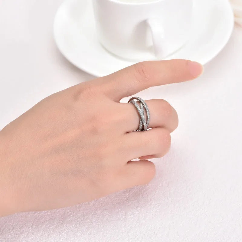 Triple Interlocked Rolling Titanium Stainless Steel Rings