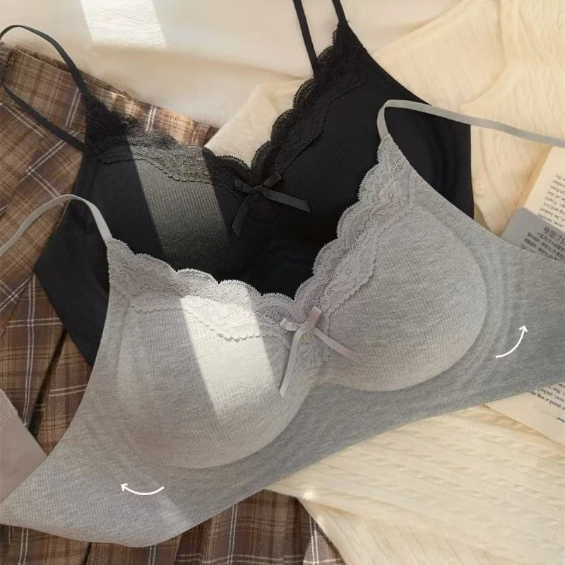 Womens Lace Wireless Push Up Bra