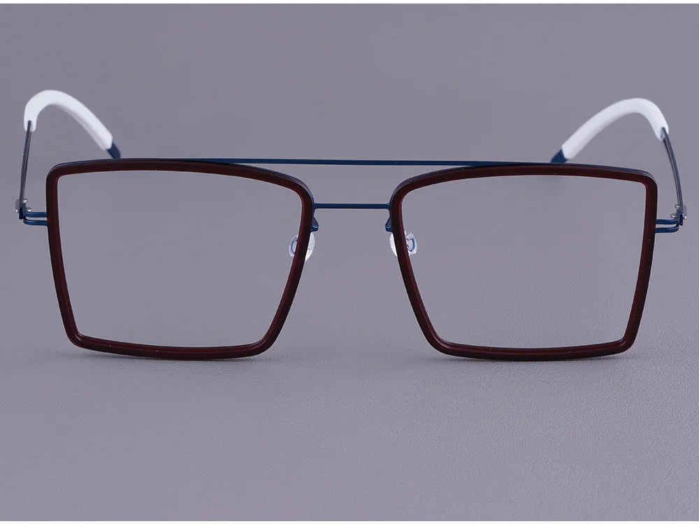 Oversized Double Bridge Titanium Acetate Eyeglasses Frame