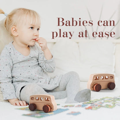 Baby Wooden Baby Toys NO Bpa  Cartoon Car Bus Montessori Toys Hand-pushed Wooden Handmade Carts Baby Room Decoration Baby Gift