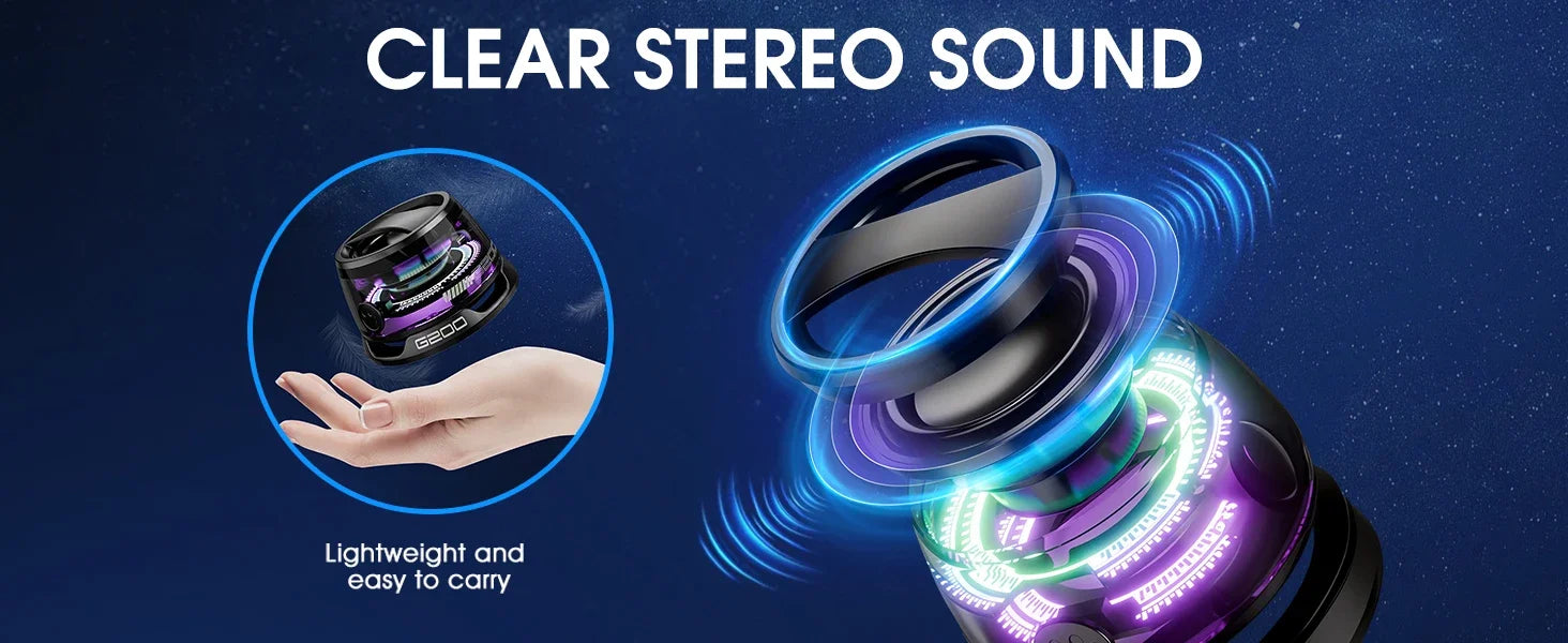 Outdoor  Bluetooth Speaker Wireless Portable Mini Travel Stereo Speaker with RGB Color Light and Phone Holder for Ios