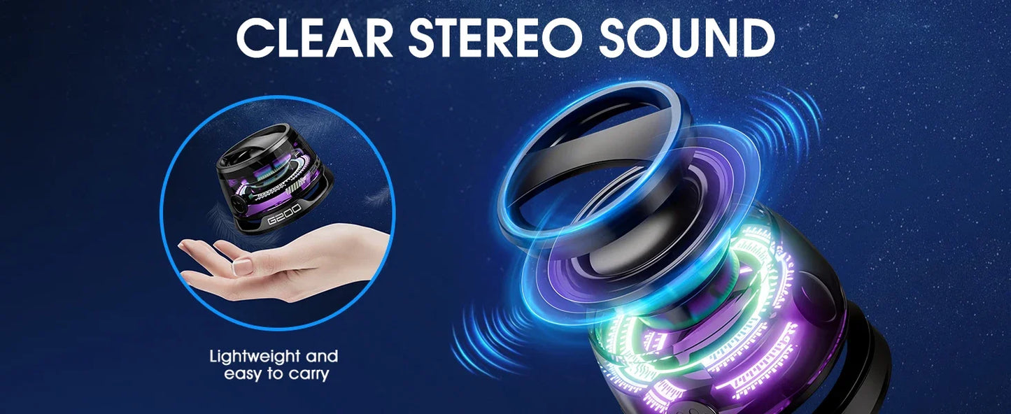 Outdoor  Bluetooth Speaker Wireless Portable Mini Travel Stereo Speaker with RGB Color Light and Phone Holder for Ios