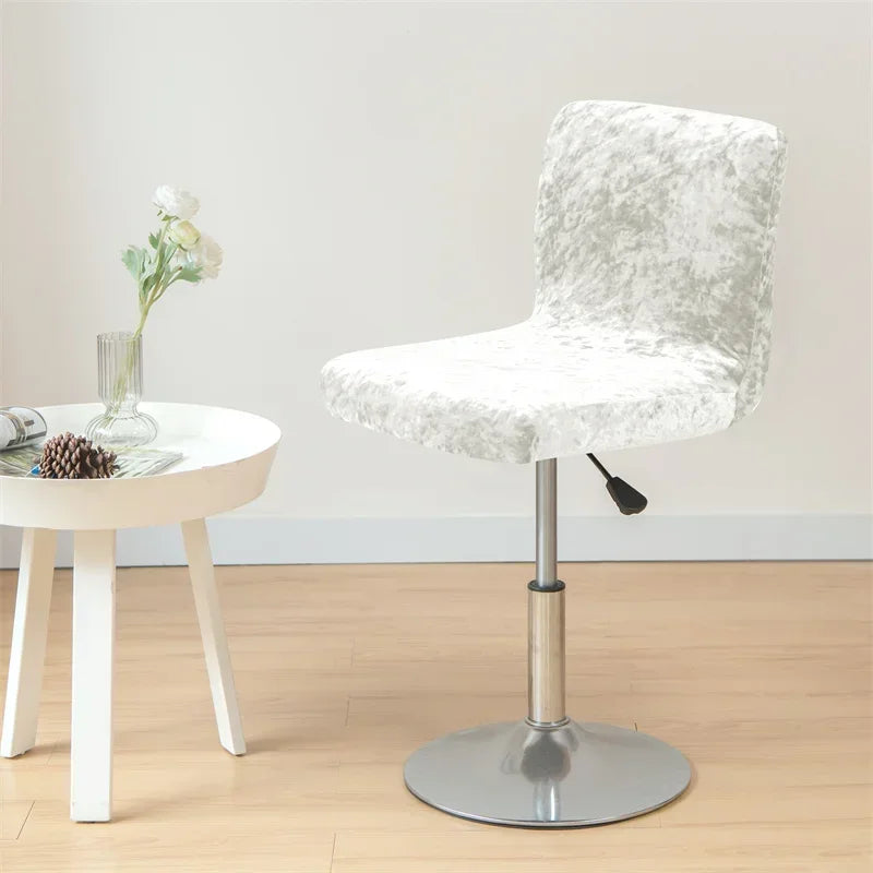 1PC Shiny Velvet Short Bar Chair Covers Stretch Back Bar Stool Covers Small Size Dining Barstool Slipcovers Party Banquet Decor