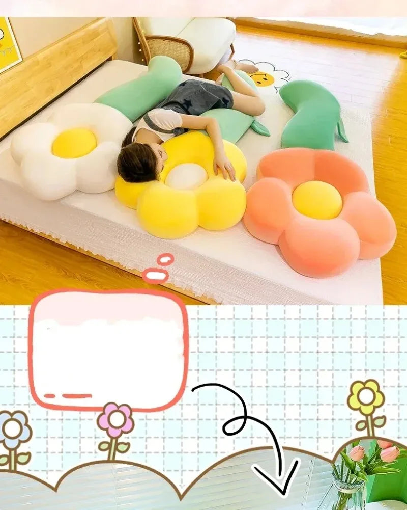 Long Sunflower Plush Body Pillow Cute Large Flower Stuffed Cushion Sofa Decorative Stuffed Body PillowBed Sleeping Back Cushion