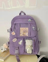 Popular Pink Purple Color Girls High School Student Backpack Bags