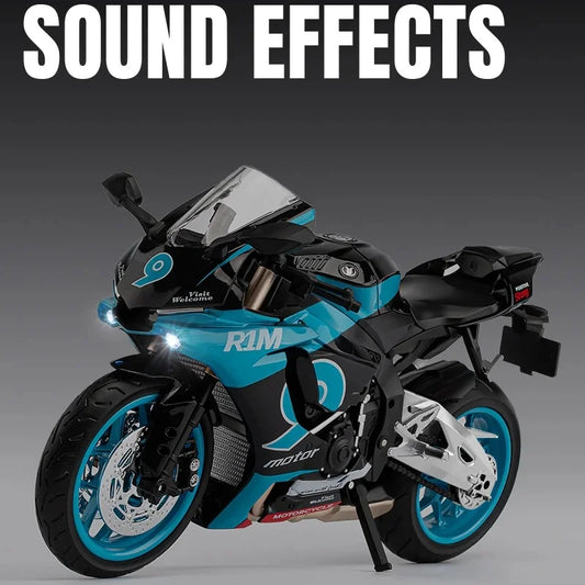 1:9 Yamaha YZF-R1M YZFR1M Alloy Die Cast Motorcycle Model Toy Vehicle Collection Sound and Light Off Road Autocycle Toys Car