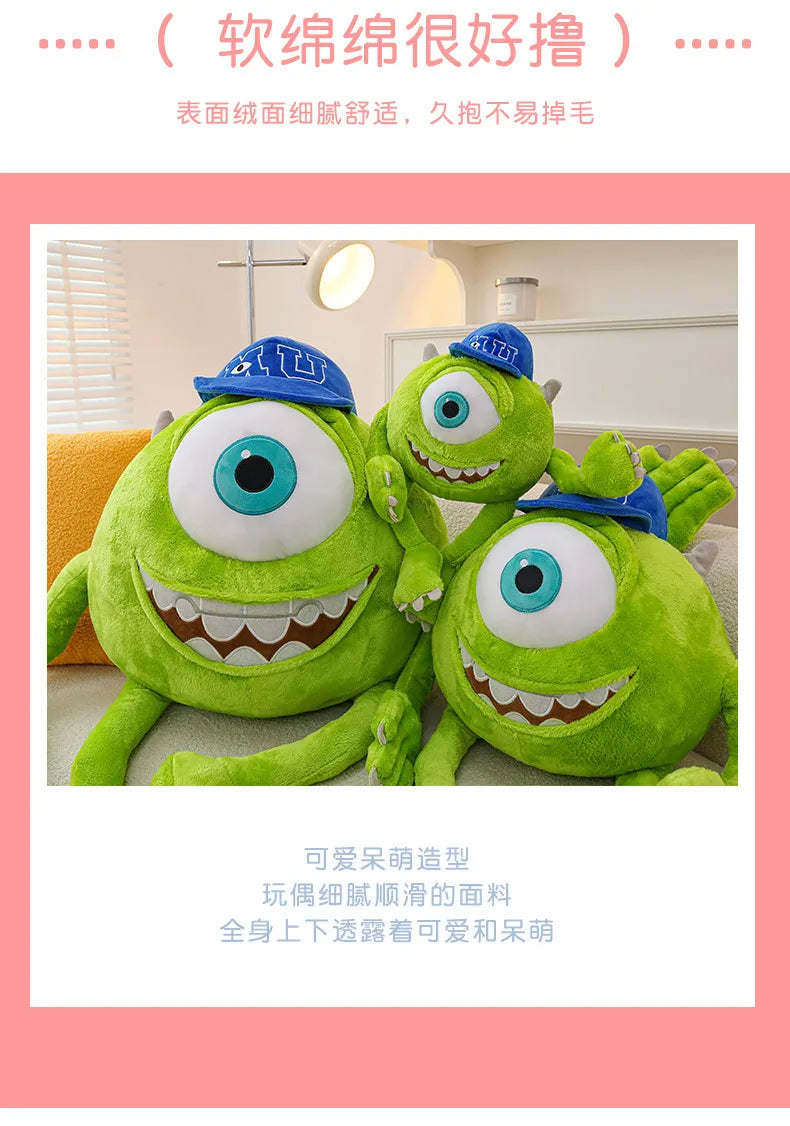 Kawaii Mike Plush Toy Big Eye Monster with Hat Cute Stuffed Doll for Kids Birthday Xmas Gift Soft Pillow Toy for Boys and Girls
