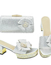 Nigerian Italian Shoes and Bags Set Decorated with Rhinestone Luxury Shoe and Bag Set for Party in Women
