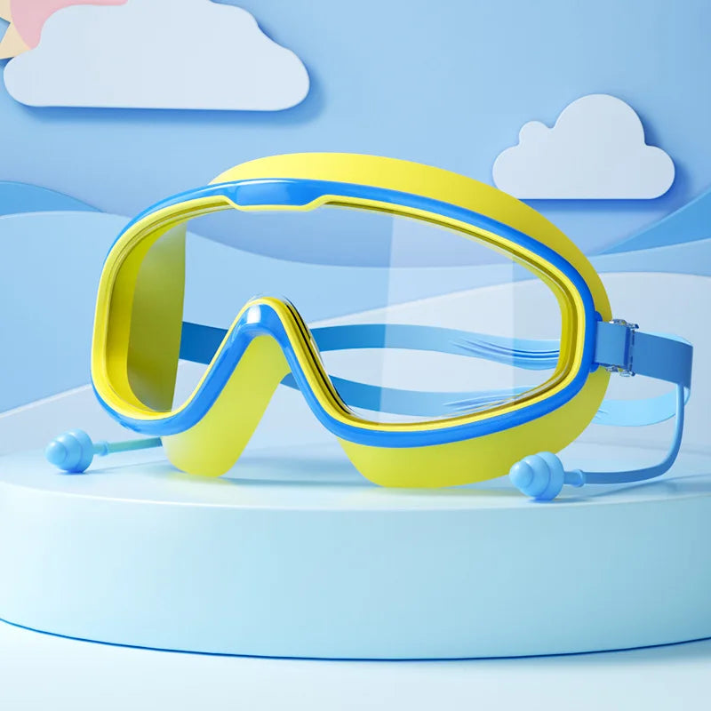 Swimming Goggles Big Frame HD View Anti-fog Waterproof 's Swim Goggles Boys and Girls Multi-color to Choose