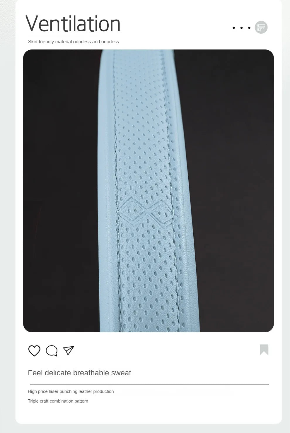 Perforated Nappa Leather Car Steering Wheel Cover 37CM 38CM