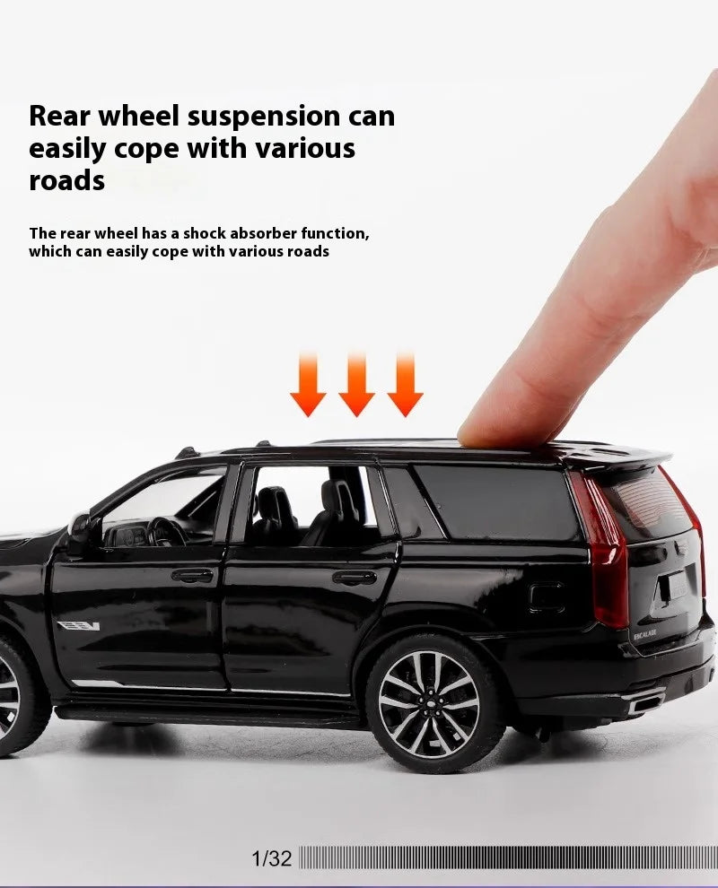 Diecast 1:32 Cadillac Escalade SUV Alloy Model Sound And Light Pull Back Toy Accessories For The Car Birthday Present For Boys