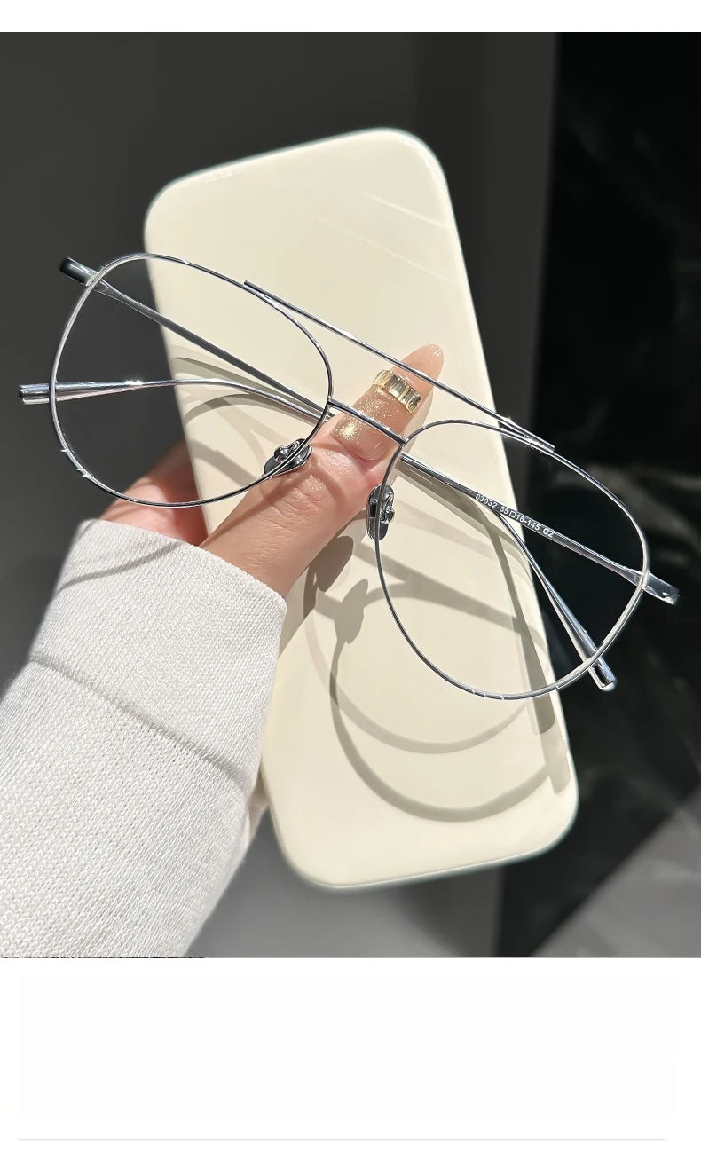 Retro Pilot Double Bridge Lightweight Titanium Eyeglasses Frames