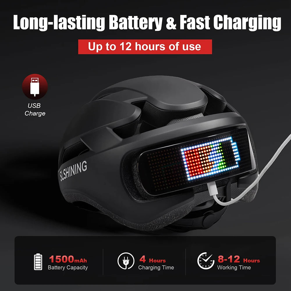 LED Display Cycling Helmet Adjustable Road And Mountain Bike Helmet