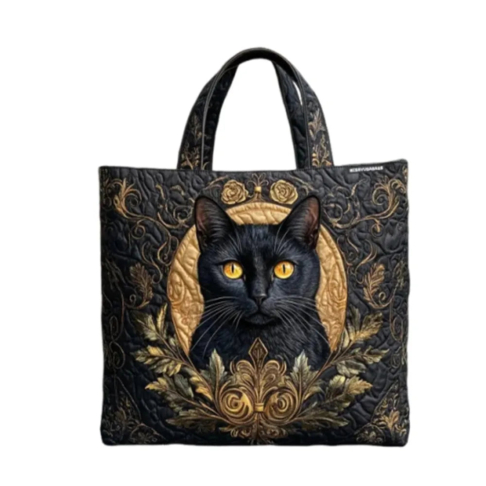 Vintage Quilted Canvas Tote Bag Large Capacity 3D Printed Shoulder Handbag